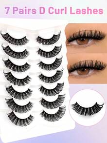 7 Cặp mi giả kiểu Nga, cong chữ D, tạo vẻ tự nhiên, mi giả lông chồn 16mm, mi giả lông mèo mềm mại, tạo hiệu ứng tự nhiên liền mạch. - màu đen - Xem 2