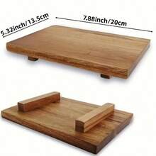 1个木质浴室台面托盘，条纹图案皂托，烛台，家居装饰展示托盘，适用于放置零食、饮料、寿司、牛排、甜点、蛋糕、面包、早餐、茶 - 木质浴室托盘，厨房展示托盘 - 凳子 - 查看 13