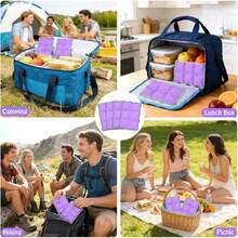 4pcs Reusable Ice Packs For Lunch Boxes & Coolers, (6"X4"X0.7") Slim Freezer Packs For Lunch Bags, Small  Cooler For Picnic & Camping,44655774 - Purple - View 2