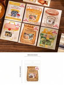 1 set/40 pièces Mini autocollants décoratifs, fruits mignons, café, thème de la fête de l'après-midi, pour la saison de remise des diplômes, fournitures de journal, fournitures d'art, fête de vacances, événement thématique de l'après-midi - A - Voir 9