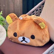 Kawaii Rilakkuma Plush Tote Bag Cute Brown White Bear Cartoon Handbag Soft Casual Shoulder Bag For Women Girl Large Capacity - 白色 - 查看 4