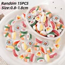 10/15/20pcs Cute Simulated Sushi, Rice Balls Various Shapes Cartoon Design Resin Charms For DIY Crafts - Assorted Miniature Embellishments For Hair Accessories, Hair Clip Decoration, Keychains, Phone Cases, Scrapbooking, Diy Jewelry Making,DIY Resin Pendant,Cup & Shoe Decor - Kawaii Sushi Theme - View 7