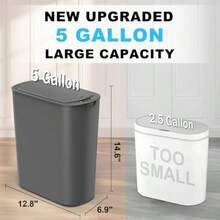 Cesun - cubeta de basura automático de 5 galones con sensor de movimiento sin contacto con tapa cubeta de basura inteligente de plástico delgado para baño oficina caravana recámara sala de estar - Gris - Ver 3