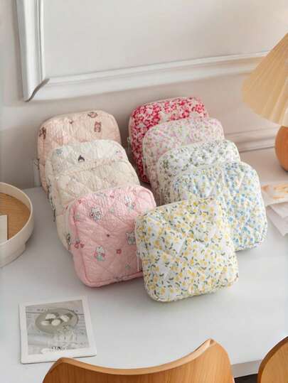 1pc Small Ditsy Floral Maternity Pouch, Cartoon Sanitary Pad Storage Bag, Sanitary Pad Organizer, Small Maternity Pouch, Miscellaneous Storage Bag, Maternity Towel Storage Bag, Travel Portable Bag, Toiletry Bag, Lipstick & Cosmetic Bag, Wallet, Cute Compact Card Holder, ID Card Holder, Button Flip Cover Storage Bag, Zipper Multi-Function Storage Bag