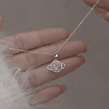 Elegant And Luxurious Cosmic Planet Necklace For Women,  Pendant, Daily Decoration, Fashionable Niche Exquisite Jewelry, Valentine's Day Gift - Bạc - Xem 1