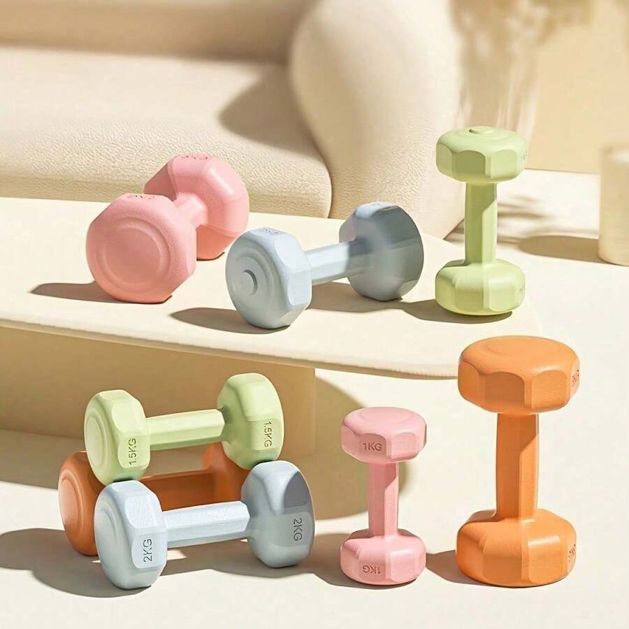 2pcsfitness Dumbbells, Solid Dumbbells For Strength Training And Muscle Building. Made Of Solid Metal Material, They Are Non-Slip And Wear-Resistant, Suitable For Exercise At Home, In The Gym And In The Office. Suitable For Both Adults And Teenagers, Colors Are Random.