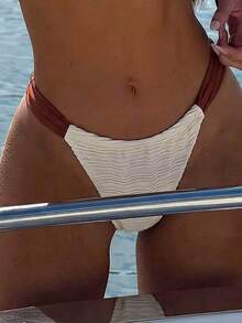 Bộ bikini thời trang mùa hè dành cho nữ, phối họa tiết, xếp ly, thích hợp đi biển. - Nhiều màu - Xem 5