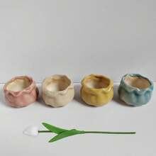 Nordic Style Ceramic Flower Pot In Bag Shape, Small Succulent Planter, Suitable For Desktop/Shelf/Windowsill Decor, Balcony And Garden Decoration, Cute Desktop Decor, Ideal Gift For Plant Lovers And Home Decor - Small Vase - View 9