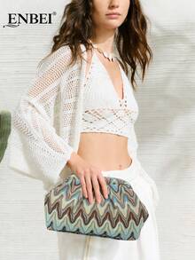 ENBEI 优雅摩洛哥风情手拿包 - 化妆包、沙滩包、时尚女士手提包、贝壳包，百搭简约，别致晚宴包，完美适用于派对、晚宴、婚礼、约会、购物等场合。母亲节、节日或圣诞节的理想礼物。 - 彩色 - 查看 8