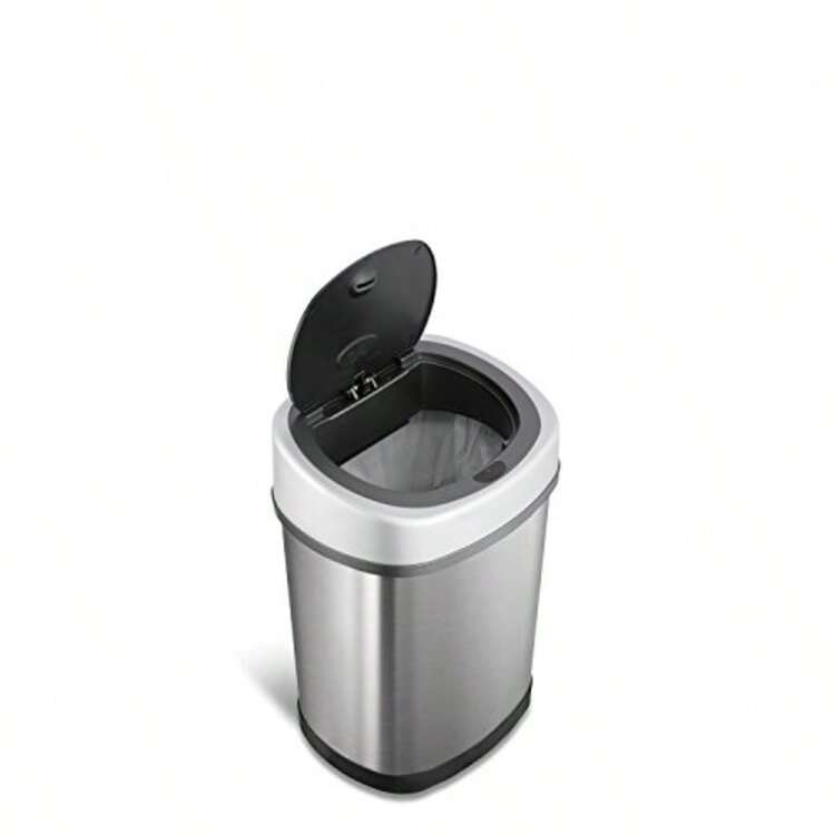 StealStreet TRASH-DZT-12-9 Motion Sensor Gallon Trash Can 12 Ltrs/3.2 Gallons Stainless Steel - Plata - Añade 7