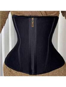 1pc Women's Short Lace Waist Trainer, Boned Shaping Tight Waist Cincher - Black - View 4