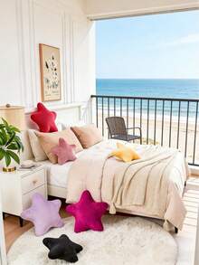Coussin décoratif en forme d'étoile - Un coussin mignon, doux et confortable. Idéal pour la décoration intérieure dans les maisons de plage, les chambres à coucher et les salons. Un excellent cadeau de printemps pour la famille et les amis. - Beige - Voir 5