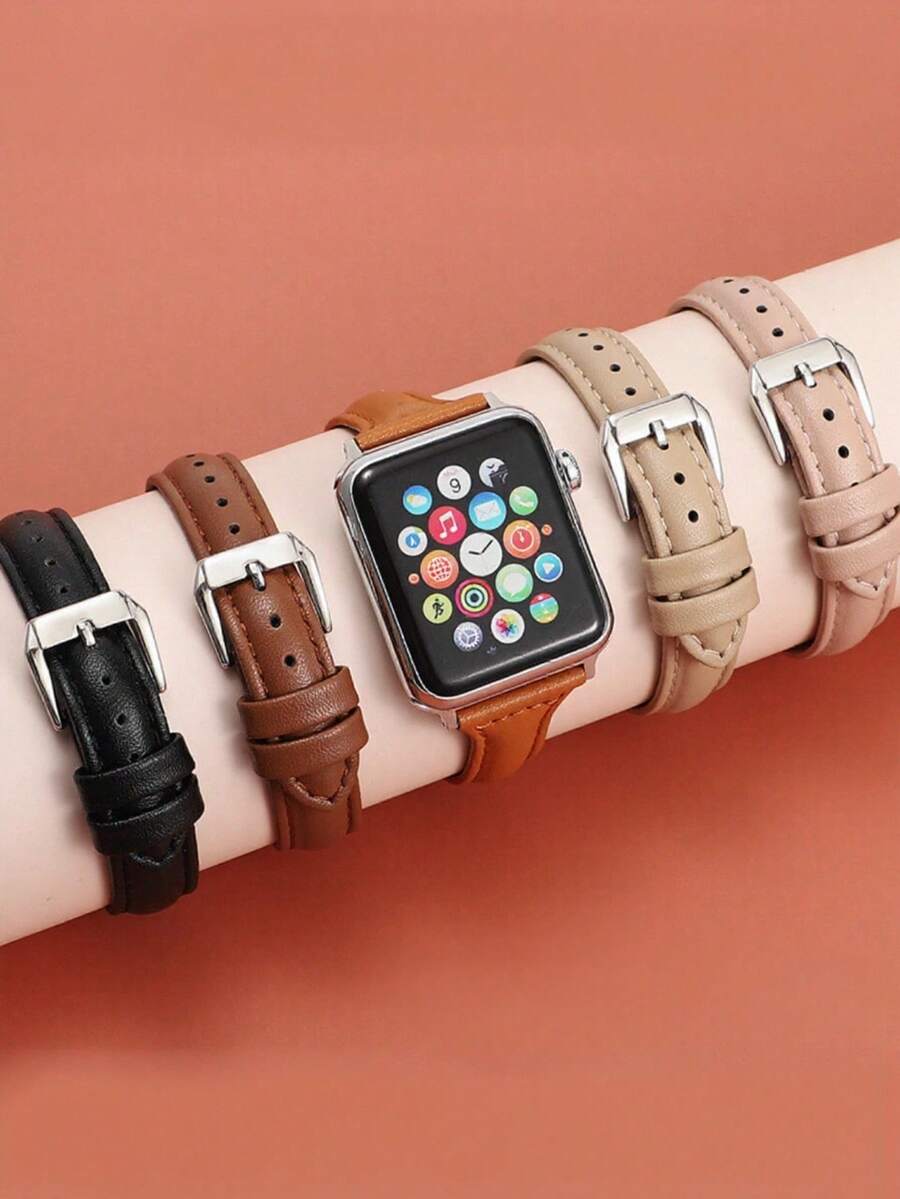 1 Peça Elegante Banda de Relógio de Couro Genuíno de Cor Sólida Compatível com Apple Watch 38mm 40mm 41mm 42mm 44mm 45mm 46mm 49mm, Pulseira Vintage, Pulseira de Relógio Inteligente de Reposição, Acessório de Pulseira de Relógio Casual e Formal Compatível com Apple Watch Ultra 11 10 9 8 7 SE3 6 5 4 3 2 1, Pulseira de Relógio Inteligente da Moda para Apple Watch