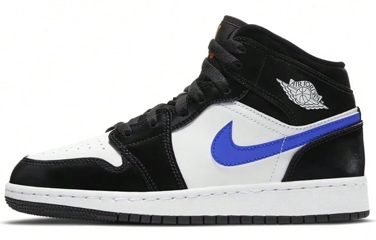 Jordan 1 Mid Black Racer Blue White GS Black And White Blue - Black, White and Blue - View 1