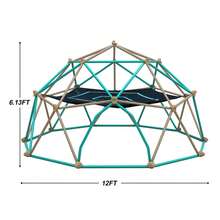 MERAX 12ft Geometric Dome Climber Play Center, Kids Climbing Dome Tower With Hammock, Rust & UV Resistant Steel Supporting 1000 LBS, Coffee+Green - Coffee + Green - View 8