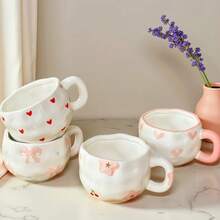 1 chiếc cốc cà phê bằng gốm, thích hợp dùng cho cà phê, trà, ca cao, cappuccino, latte và sữa, thiết kế tay cầm lớn, an toàn khi sử dụng trong lò vi sóng và máy rửa chén, bộ cốc và đĩa bằng gốm thủ công, quà tặng hình trái tim cho cặp đôi. - Nhiều lựa chọn - Xem 11