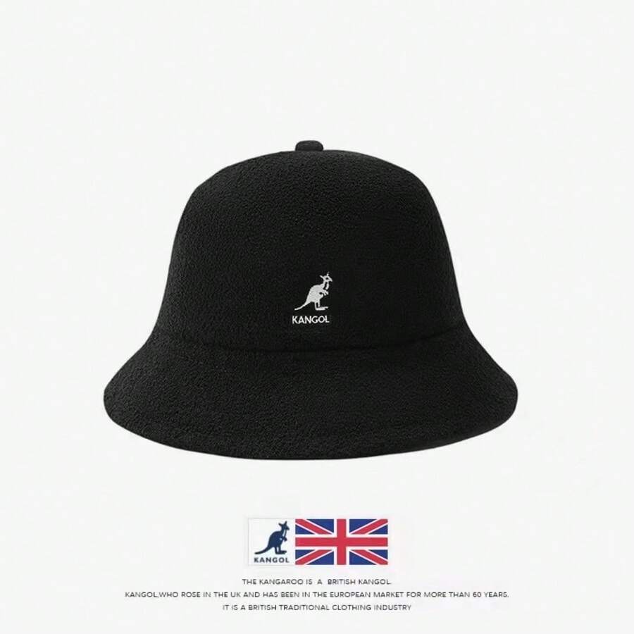 Kangol Kangaroo Hat - Boater Hat For Women, Suitable For Spring, Summer, Autumn And Winter, Making The Face Look Smaller.Round-Top Towel Cap For Men, A  Brand. MGLT - 黑色金標標毛巾漁夫帽 - 查看 1
