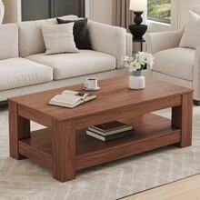 Table basse moderne à deux niveaux – Structure en panneau de fibres MDF, adaptée comme table de café pour le salon, table de chevet ou bureau - défaut - Voir 11