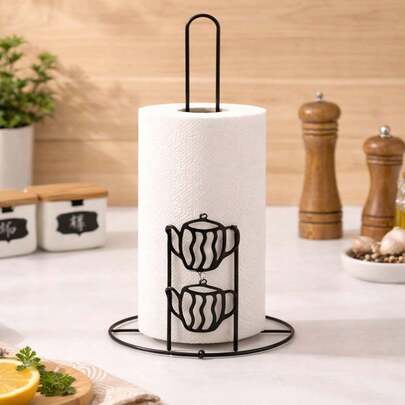 CASAMAX WL Porta rollo cocina metal negro organizador moderno. soporte papel absorbente resistente minimalista hogar cocina. Organiza tu cocina sin perder estilo. ø13x27.5 cm