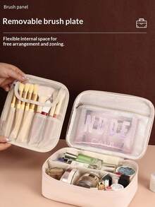 1pc Cute Cat Design Makeup Bag, Waterproof Large Capacity Detachable Cosmetic Organizer Bag, Portable Handheld Multi-Functional Toiletry Bag - Multicolor - View 7