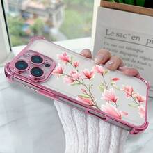 1 chiếc ốp lưng TPU trong suốt dày dặn, mạ điện hình hoa hồng mới, chống rơi, có túi khí, phù hợp với Apple 16 Pro Max/16 Pro/16/13 Pro Max/12 Pro Max 11, 15 Pro Max, 14 Pro Max/Galaxy, SAM/Honor/Note 13 Pro/S23 Ultra/S24 Ultra/S25/A56 - Hồng - Xem 5