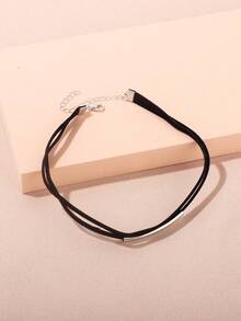 Multilayer Velvet Curved Choker Double Layer Collar Gothic Black Punk Accessories - màu đen - Xem 5