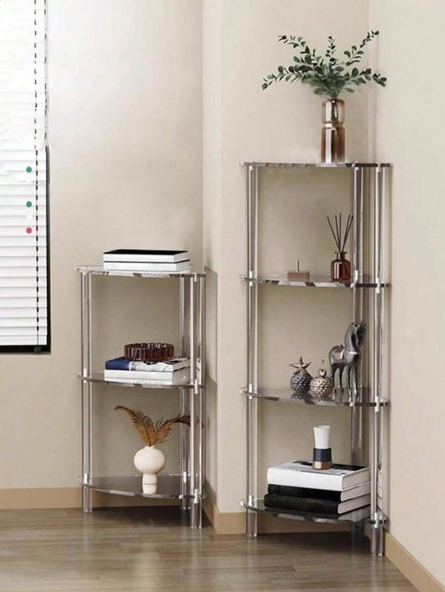 Bộ bàn làm việc kết hợp hình tam giác bằng acrylic, có thể sử dụng 2 tầng, 3 tầng hoặc 4 tầng.