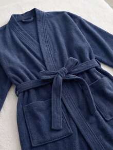 Bathrobe - Navy Blue - View 3