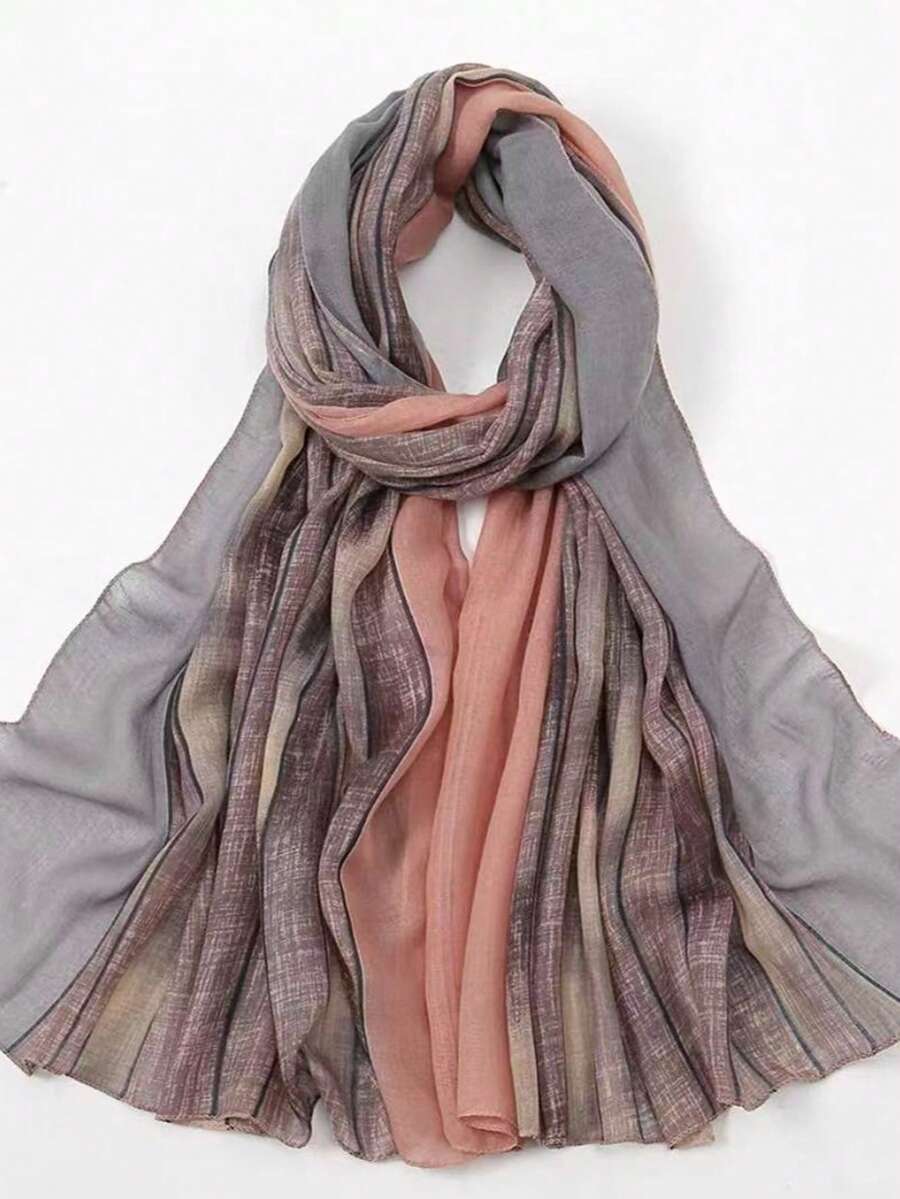 Khăn quàng cổ thường ngày bằng polyester in họa tiết. - Hồng - Xem 1