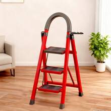 1 Heavy-Duty 3/4/5-Step Portable Folding Ladder, 500 Lbs Weight Capacity, Durable Plastic Folding Ladder With Non-Slip Steps, Lightweight And Portable, Suitable For Both Household And Industrial Use - màu đỏ - Xem 12