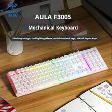 AULA 狼蛛S3005機械手感遊戲鍵盤有線輕音薄膜鍵盤辦公室鍵盤筆記型電腦/PC桌上型電腦通用 - 查看 10