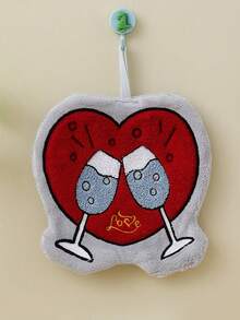 3 pièces/1 pièce Serviette de main super absorbante avec motif de cœur de dessin animé mignon, serviette décorative à suspendre pour la cuisine et la salle de bain, débarbouillette personnalisée - Multicolore - Voir 7