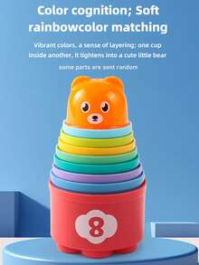 Fun Educational Stacking Cups Toy Cute Hands-On Children Stacking Cups Toy Set Layered Stacking Children Educational Color Toy Classification Stacking Training Toy Role Play Toy Parent-Child Interaction Toy Children Gift Recommendation Stacking Toy Boys Girls Birthday Gift Holiday Gift (Random Color Stacking Cups) - Multicolor - View 8