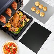 1Pc Black Oven Mat, Non-Stick Heat Resistant Oven Liner, Reusable PTFE Baking Mat For Pizza, Chicken, Roasting, Easy Clean Cooker Pad For Kitchen Baking Accessories - Multicolor - View 7