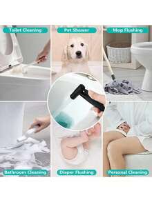 Bộ 1 vòi xịt vệ sinh cầm tay màu đen, vòi phun có thể thu gọn, vòi xịt áp lực cao dùng để rửa bồn cầu, vòi phun làm sạch phòng tắm. - đen - Xem 6