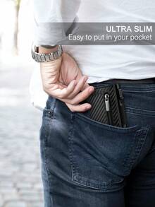 Ví đựng danh thiếp chống RFID, ví đựng thẻ tín dụng nam màu đen, ví sang trọng dạng bật mở, mỏng nhẹ, tối giản, chất liệu sợi carbon. - Nhiều màu - Xem 9