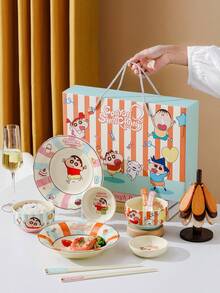 CRAYON SHINCHAN 5件套蜡笔小新陶瓷餐具套装，可爱卡通餐具礼盒装，动漫迷的理想礼物 - 彩色 - 查看 1