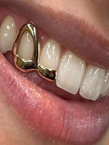 1pc Smooth Hollow Bar Unique Niche Hip-Hop Tooth Decor Accessory, Daily Wear & Festival Gift - Multicolor - View 1