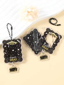 1pc Black & Gold 2026 Graduation Class Photo Frame Keychain, Graduation Season Pendant, Graduation Celebration Decoration, Graduation Gift, Backpack Charm, Party Favor Bag Filler - Graduation - Black Gold - View 5