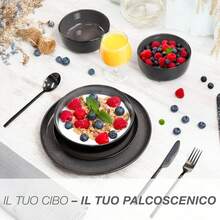 Moritz & Moritz VIDA Dinnerware Set - 18 Pieces - Anthracite Color Set 6 People - 6 Dinner Plates, 6 Deep Plates, 6 Dessert Plates FZEP - Than đá - Xem 6