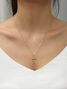Women's Gold Cross Necklace, Minimalist Religious Style Jewelry, Suitable For Daily Or Outdoor Wear, Christian Gift For Her - Golden - View 6