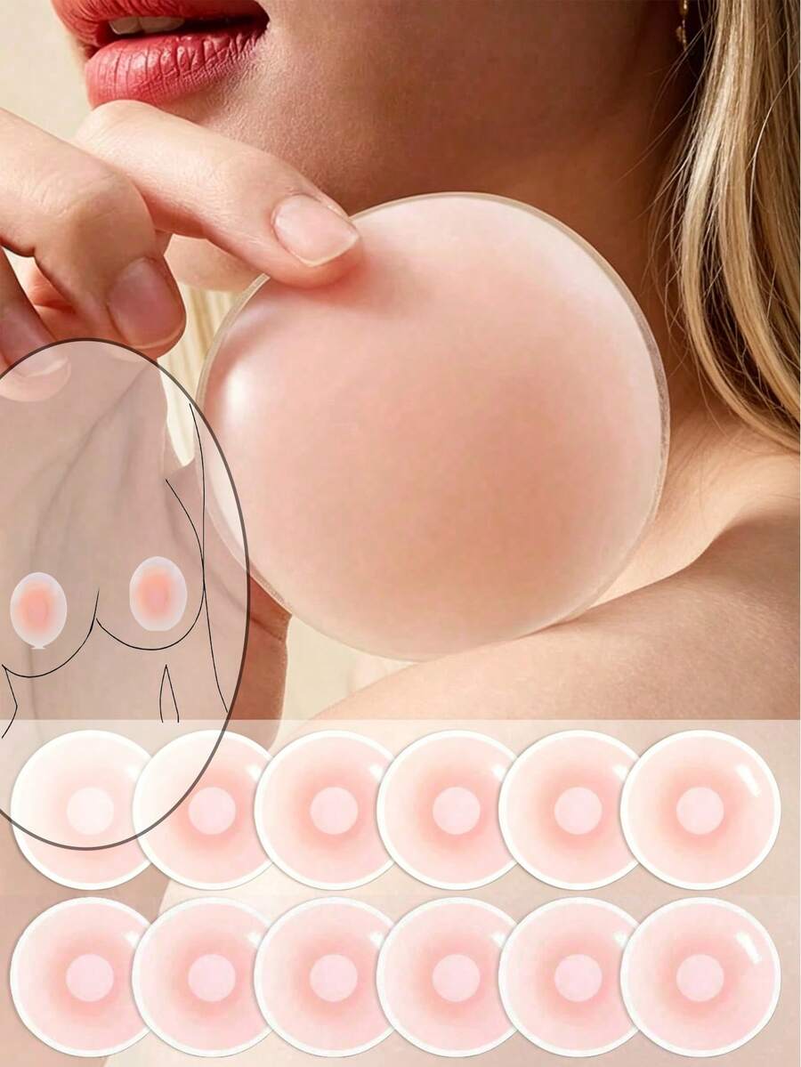 Miếng dán che đầu ngực bằng silicon tái sử dụng, miếng dán ngực vô hình, miếng đệm đầu ngực siêu mỏng không đường may cho váy hở lưng mùa hè đi biển. - Nhiều màu - Xem 1
