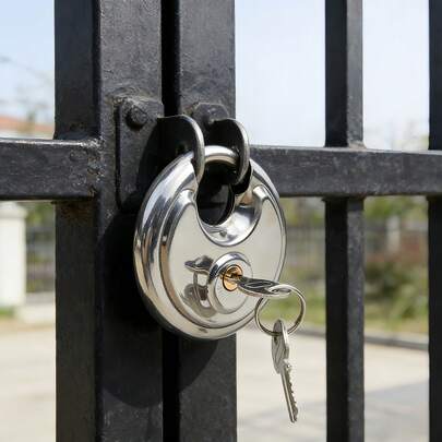 Ổ khóa tròn chịu lực cao, nhiều kích cỡ kèm chìa khóa, càng khóa bằng thép tôi cứng chống cắt, cưa và va đập, thép không gỉ chống gỉ sét và ăn mòn, cấu trúc hình đĩa ngăn chặn việc mở khóa bằng vũ lực, thích hợp cho cửa ra vào, nhà kho, xe cộ, tủ chứa đồ, hộp dụng cụ, xe đạp và các tình huống an ninh chống trộm khác.