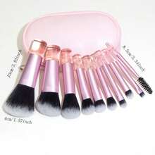 10pcs Mini Makeup Brush Set, Portable Travel Size, Multi-Color Options - Pink - View 5