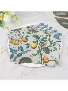 48/24 Pcs Set, Disposable Tableware, Floral & Bird Themed Disposable Paper Plates, Cake Plates, Party Plates, Birthday Plates, Suitable For Birthday Parties, Promotions, Gatherings, Picnics, Camping, BBQs, Beach Parties, Outdoor Weddings, Wedding Receptions, Etc. - Multicolor - View 6