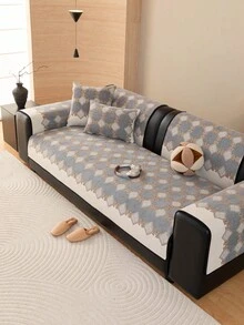 1pc Bohemian Chenille Sofa Cushion Cover, Modern Luxury Sofa Slipcover, Non-Slip Dust-Proof Fitted Sofa Cover, All Season Use, Wrinkle & Abrasion Resistant, Soft & Delicate, Protects Sofa, Machine Washable, Non-Deforming, Fade-Resistant, Durable, Pet-Proof, Stain-Resistant, Sofa Makeover, Sofa Decor, Enhances Ambiance, Fits 1-4 Seater, L-Shaped Sofa - Grey - View 4