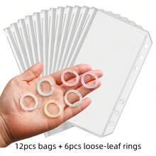 Bộ 18/30 túi nhựa trong suốt khổ A6 có khóa kéo (bao gồm 12/24 túi + 6 vòng kẹp) đựng tiền mặt, có dây chun - Công cụ sắp xếp tiền mặt bền, có thể tái sử dụng, thích hợp làm quà tặng, cho doanh nghiệp nhỏ, văn phòng & trường học, kế hoạch tiết kiệm, tiết kiệm hai tuần một lần và các chiến lược tiết kiệm. - Túi có khóa kéo - Xem 8