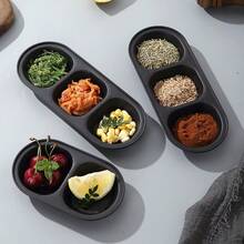 2/5pcs Multi-Compartment Dipping Sauce Plates, Easy To Clean - Ideal For Barbecue Sauce, Condiments, Great For Camping, Picnics And Home Use - Perfect For Jams, Nuts, Soy Sauce, Seasonings, Side Dishes, Parties, Kitchen, Snacks, Fruits, Grilling, Desserts - Unbreakable Plastic, Dishwasher And Microwave , Excellent For Appetizers, Condiments, Snacks - Perfect Choice For Kitchen Use - Black - View 5