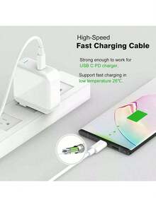 2条60W Type-C转C型快充数据线，100厘米/3.3英尺，高效数据传输线，兼容 16系列、17 Pro Max/17 Pro/17 Plus/17、16/15、S25/S24/S23/S22/S21 Ultra Plus、Nan系列 - 白色 - 查看 6