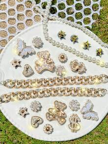 22件套金银链条小熊、蝴蝶、美元硬币鞋饰，百搭现代休闲通勤装扮，可拆卸DIY鞋饰，男女皆宜，四季皆宜，是打造个性化休闲运动装的理想之选。 - 小熊 - 查看 1